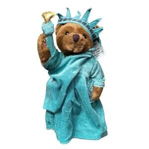1997 J. Fan Americana Teddy Bear Statue of Liberty Plush Blue Collectible